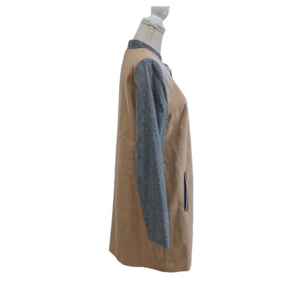 Women Lady Long Woolen Coat Autumn Long Sleeve Contrast Color Patchwork Size L - Picture 6 of 14